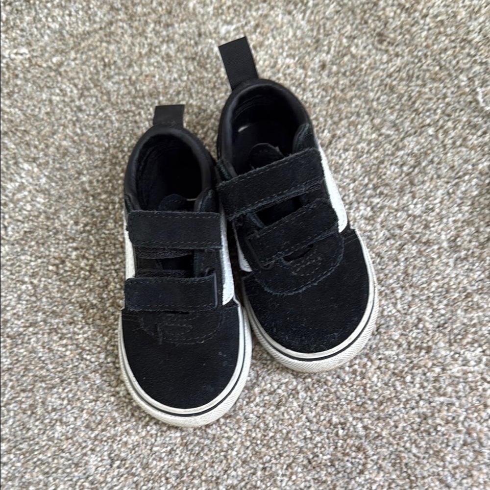 Vans Kids Black and White Velcro Sneakers